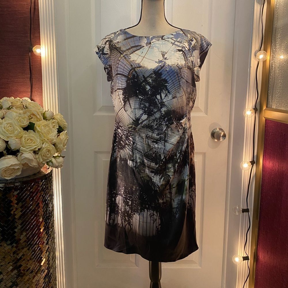 Escada 100% silk floral print dress, size 38(S)